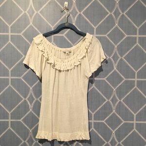 Banana Republic White Ruffle Tee